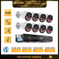 ZOSI 8CH PoE Security Camera System H.265+ 5MP 8 Channel NVR 4MP HD Outdoor PoE IP Cameras 25FPS CCTV Video Surveillance Kit