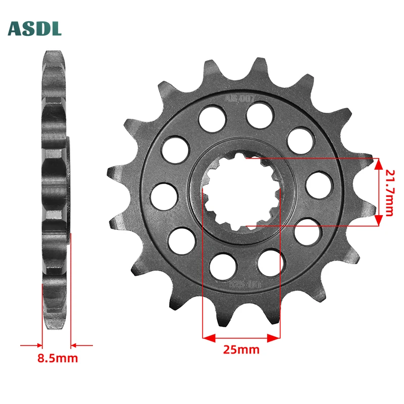 525-16T 525 Chain Sprocket 16T For Kawasaki ZX-9R ZX900 Ninja 02-03 Z1000 ZR1000 03-06 Motorcycle 20CrMnTi Front Sprocket Silent