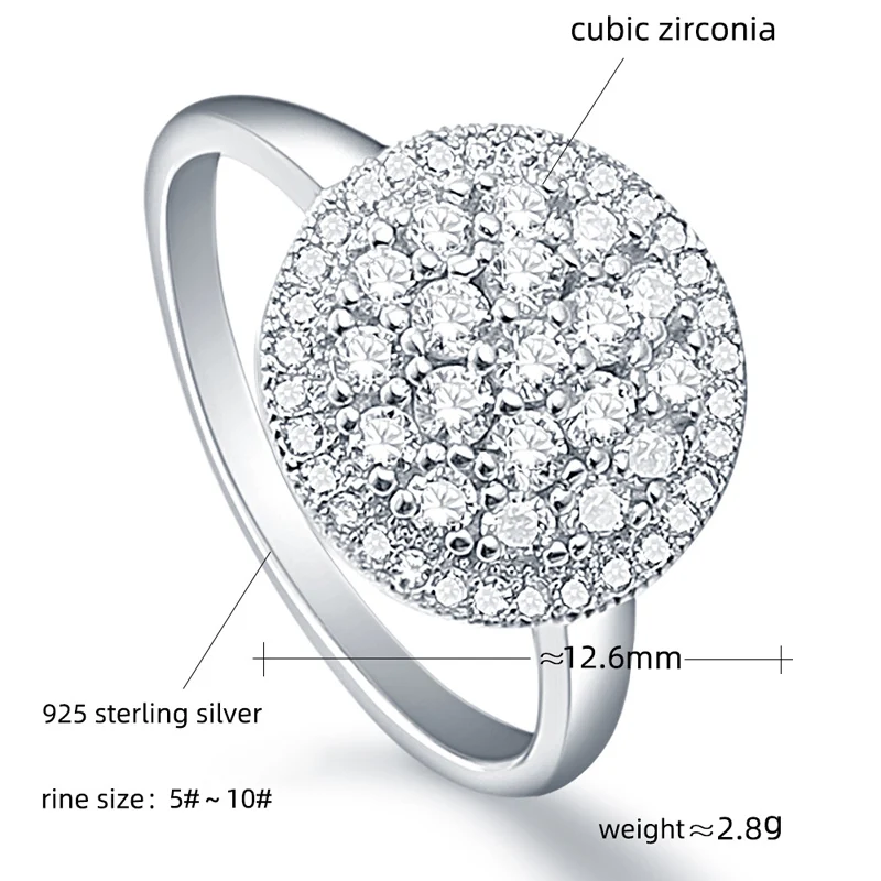 OEVAS 100% 925 Sterling Silver Ring For Women Top Quality Sparkling Zircon Wedding Engagement Party Fine Jewelry Gifts Wholesale