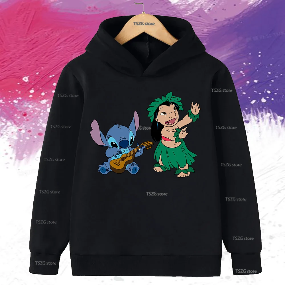 الخريف ديزني غرزة ليلو لطيف مطبوعة الاطفال هوديي Harajuku أزياء الأطفال مقنعين طويلة الأكمام الفتيات الفتيان عارضة البلوز #2