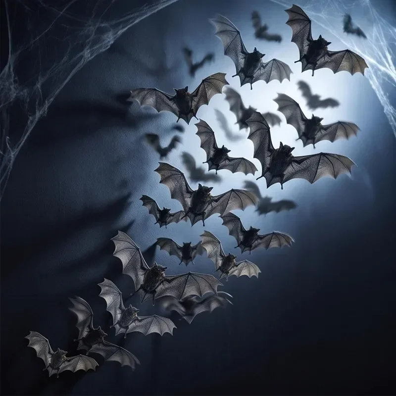 12/36er-Pack 3D-Wandsticker mit fliegenden Fledermäusen, realistische PVC-Halloween-Dekorationen, gruselige Fledermäuse für Fenster, Türen, Zuhause, Partys, gruselige Dekoartikel – Detail 8