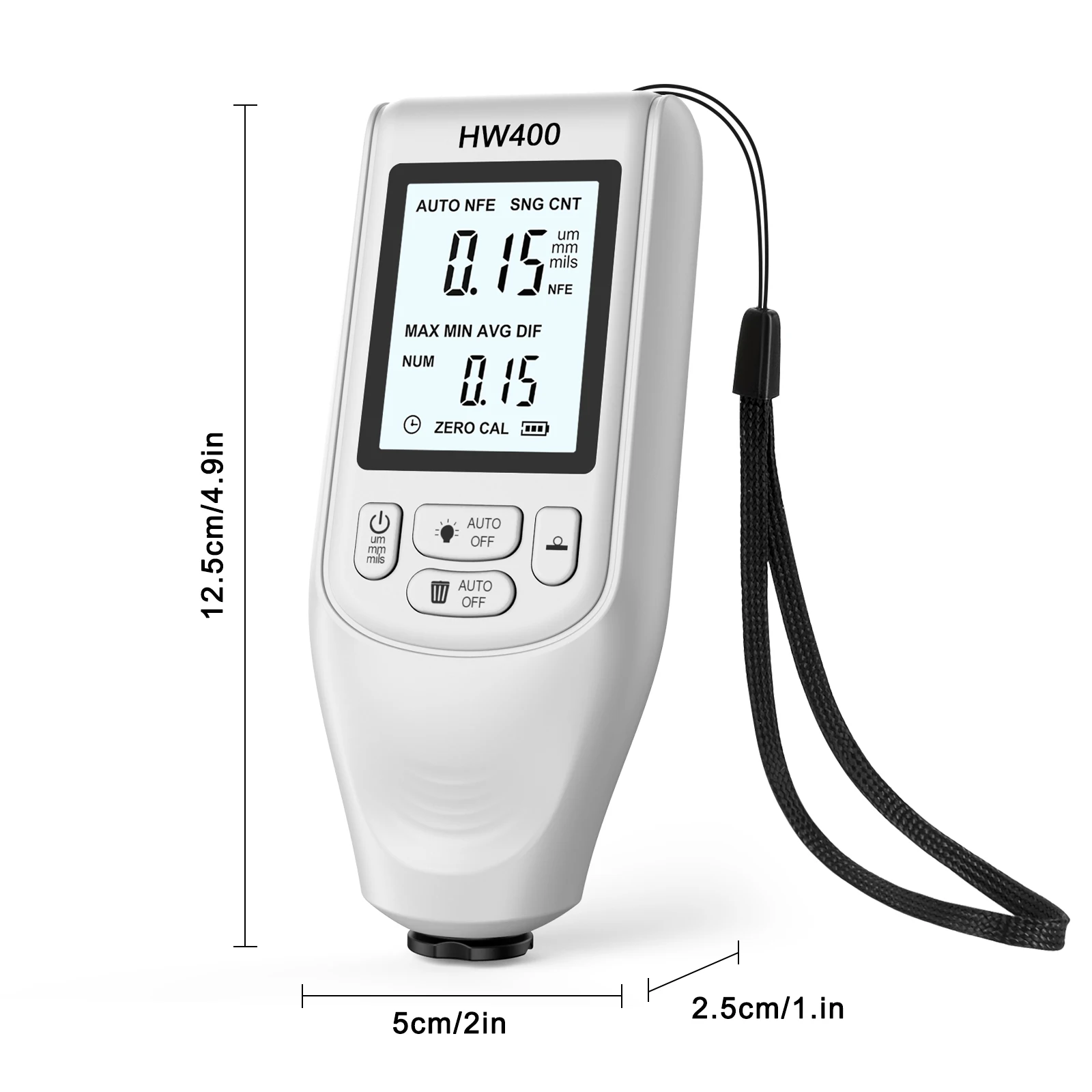 2024 New Car Coating Thickness Gauge 0.1micron/0-2000um Car Paint Film Thickness Tester Measuring Tool Fe & NFe Coating Meter