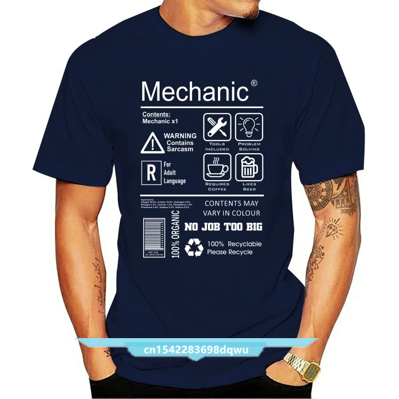 Funny Mechanic Package Care Instructions Mens T-Shirt Top Mechanical Engineer 2020 New Fashion Print O-Neck Man Print T Shirt