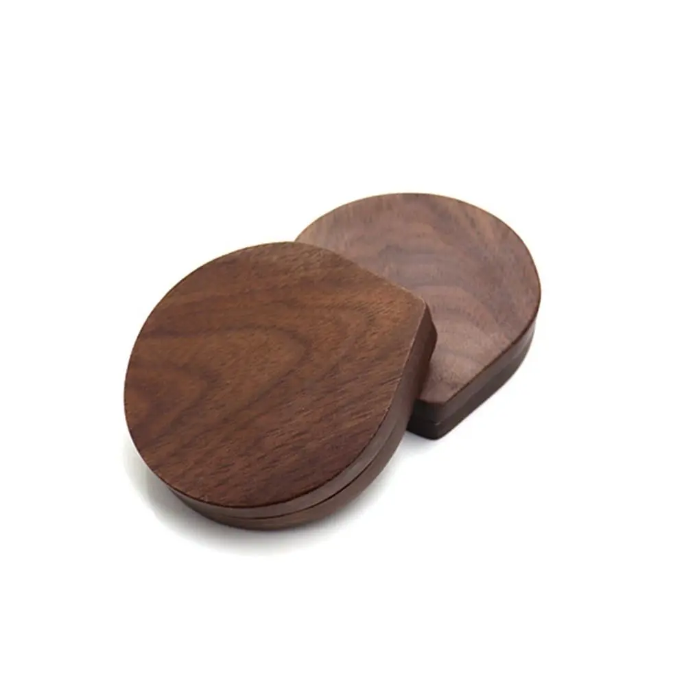 Mini Black Walnut Wood Makeup Mirror Rotatable Round Rotating Cosmetic Mirror Foldable Magnetic Closure Compact Pocket Mirror