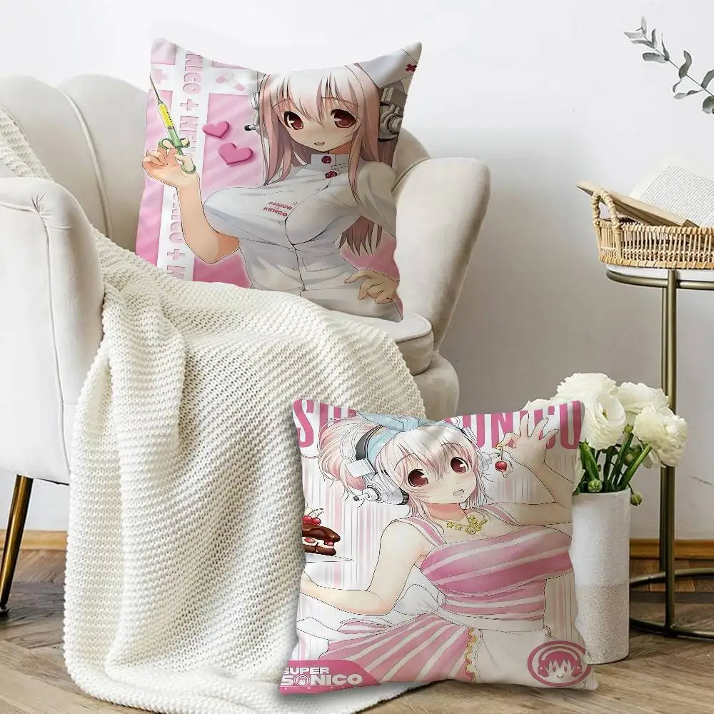 Cute sexy anime characters SUPER SONICO  Pillow Anime Pillow Sofa Bed Head Pillow Cover Cushion Cover 45x45 cm Fashion