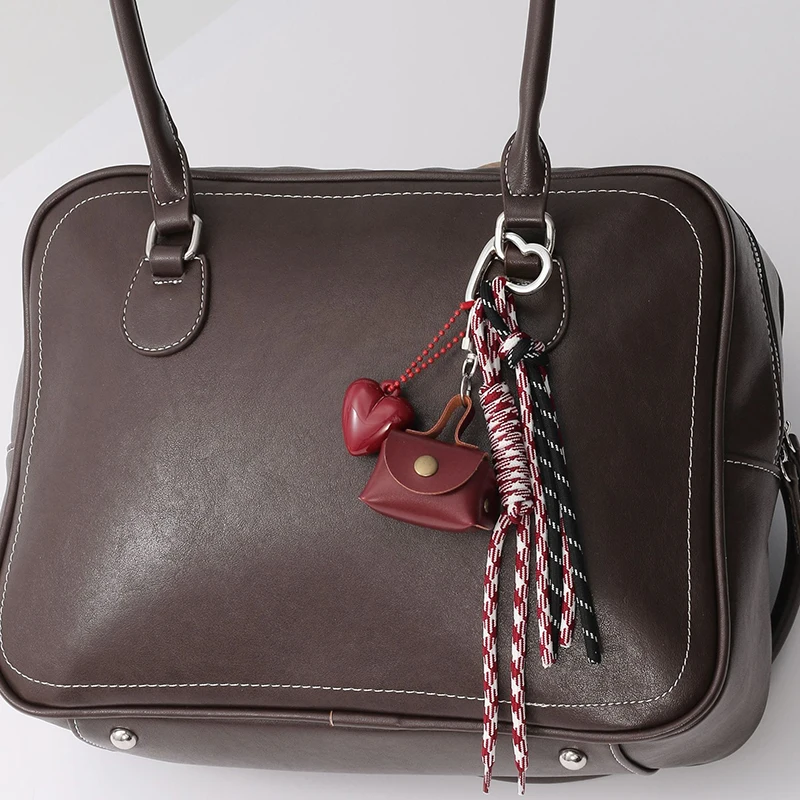Maillard Braid Rope Pendant Exquisite Cute Leather Pendant Charm With Mini Bow Bag Women Luxury Bag Key Chain Mobile Phone Decor