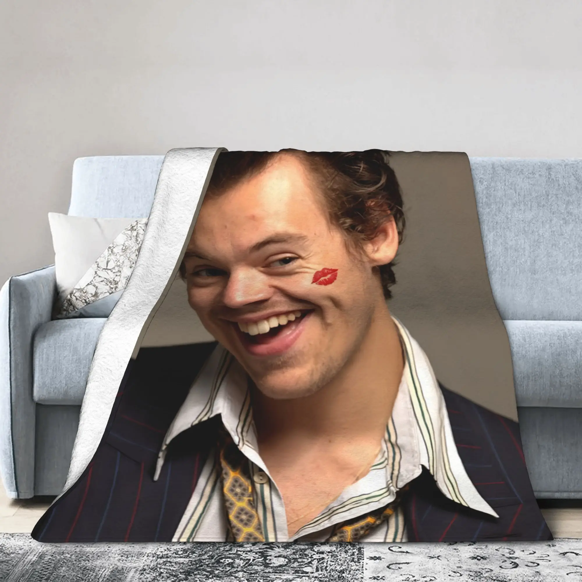 Harrys Styles Tour Kiss All The Time Disco Fleece Throw Blanket  Blanket for Bedding Travel Warm Bedroom Quilt