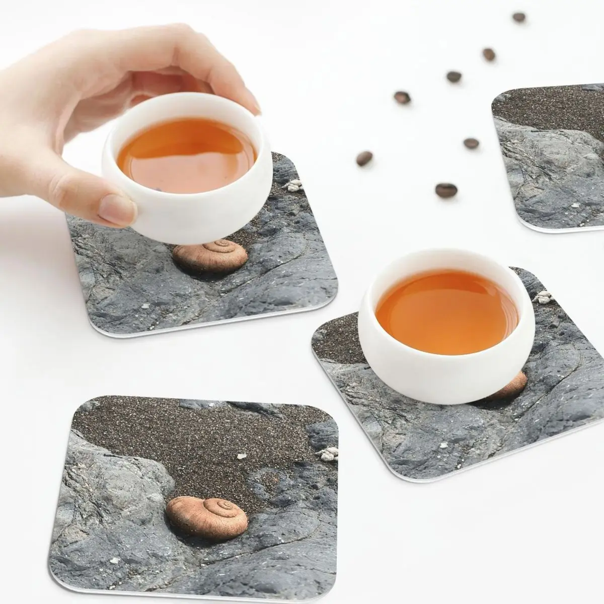 

Подставки Pacific Snail, кожаные салфетки, водонепроницаемые изоляционные кофейные коврики для дома, кухни, обеденные подушечки, набор из 4 шт.