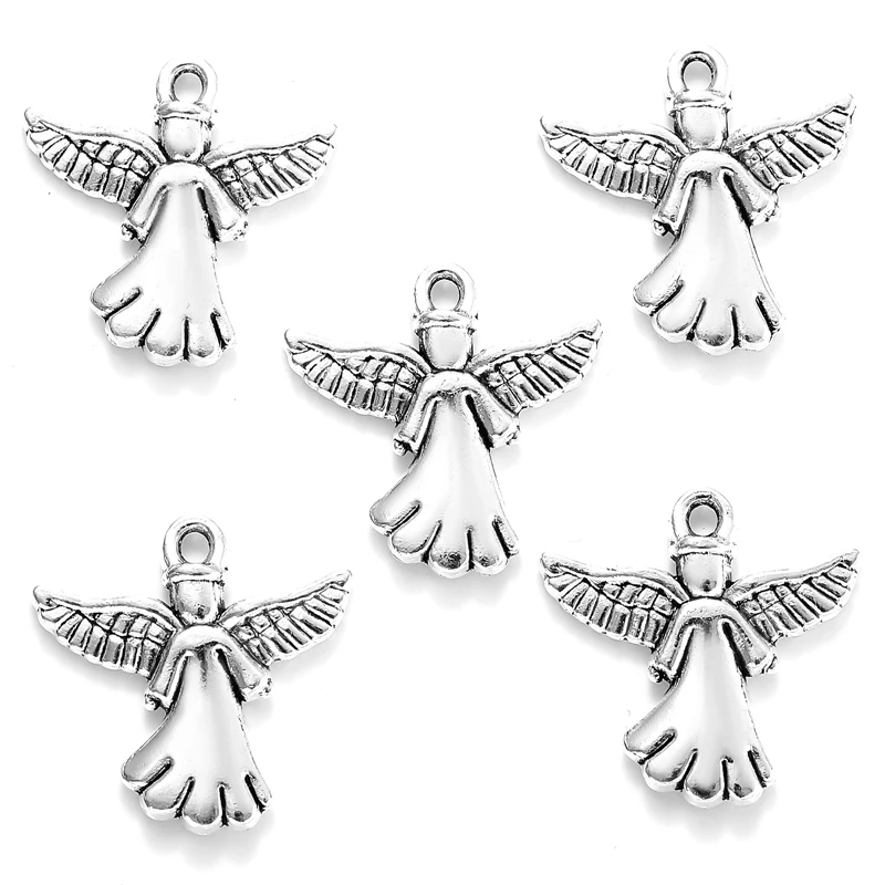 10pcs 5 Color Alloy Metal angel Charms For Earring necklace Pendants DIY Handmade Jewelry Accessories Making 20*20mm I247