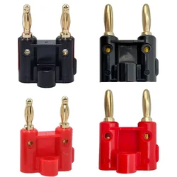 Double Row 4mm Banana Plug Audio Speaker Connector Twin Banana Plug Amplifier Terminal Couple Banana Socket Adapter