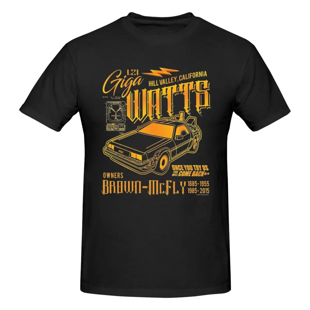 Giga Watts Garage Back To The Future DeLorean Car Men T Shirts Funny Tee Shirt Short Sleeve T-Shirt Pure Cotton Original Tops