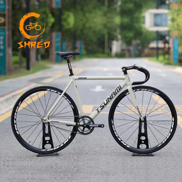 津波SNM100ピスト自転車49/52/55/58センチメートルシングルスピード道路固定ギア自転車700Cトラック通勤バイクとフラットスポークホイールセット  - AliExpress