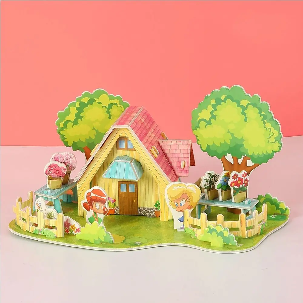 

Cartoon 3D Puzzle Building 3D Puzzle Assembly Building Blocks Paper Jigsaw DIY House Model Puzzle DIY Handmade Paper Card Jigsaw