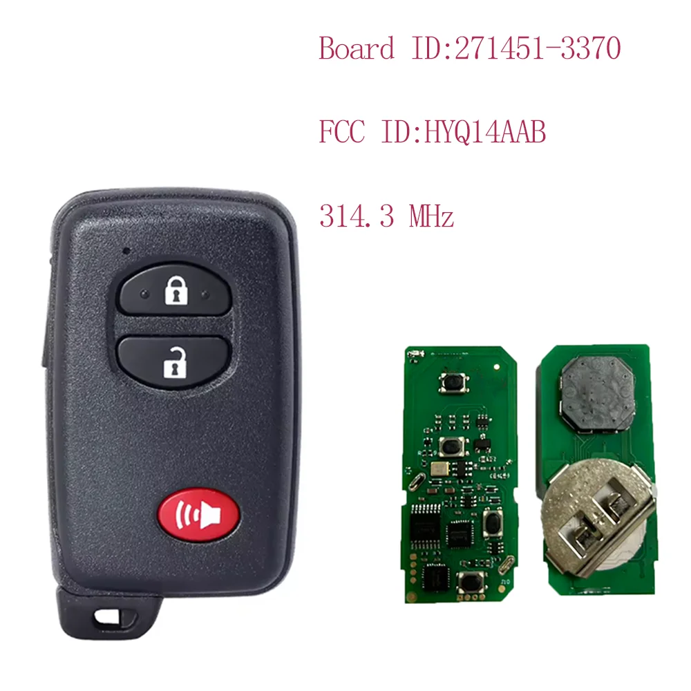 

FCC ID: HYQ14AAB Board ID: 271451-3370 Дистанционный брелок для смарт-карт для Toyota Camry Corolla Avalon 2007-2013 314,3 МГц