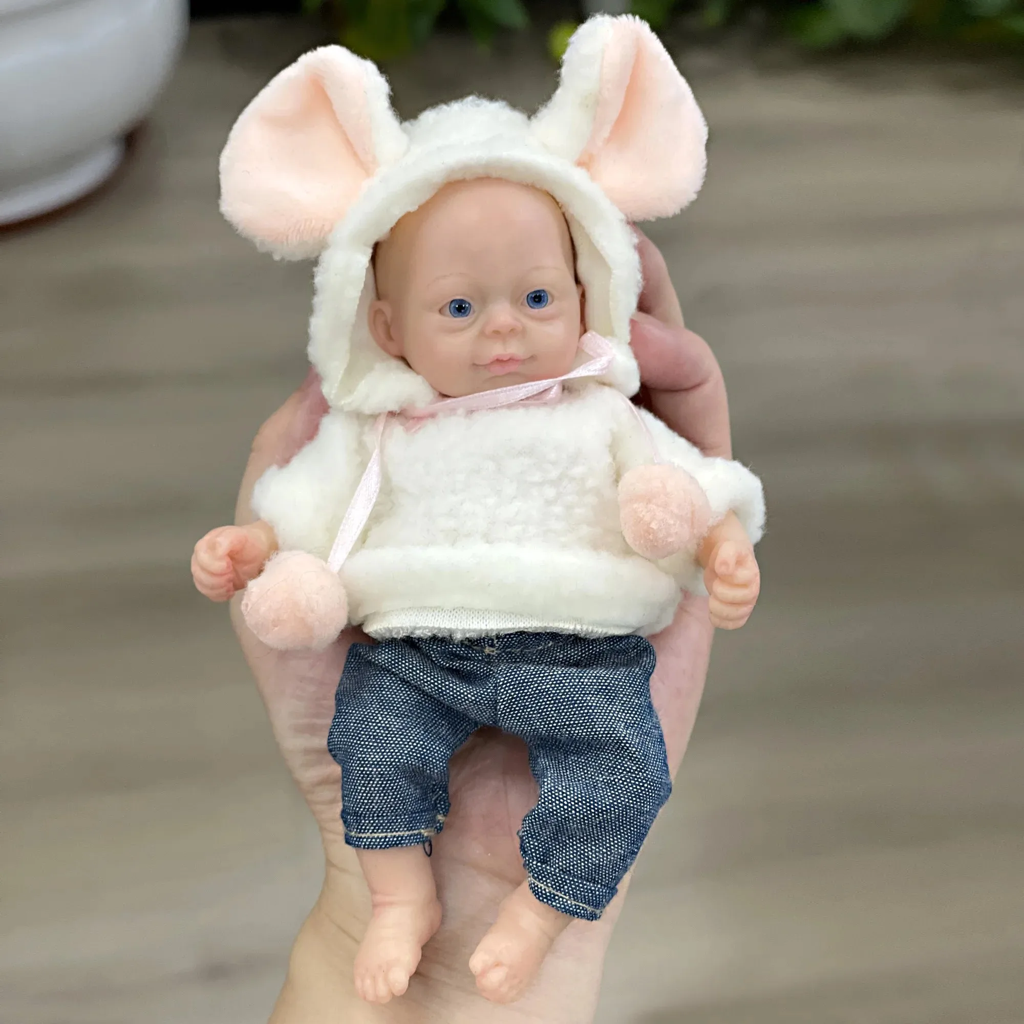 15CM Painted Full Body Solid Silicone Reborn Mini Palm Bebe Dolls Handmade Cute Girl Reborn Silicone Dolls реборн мальчик