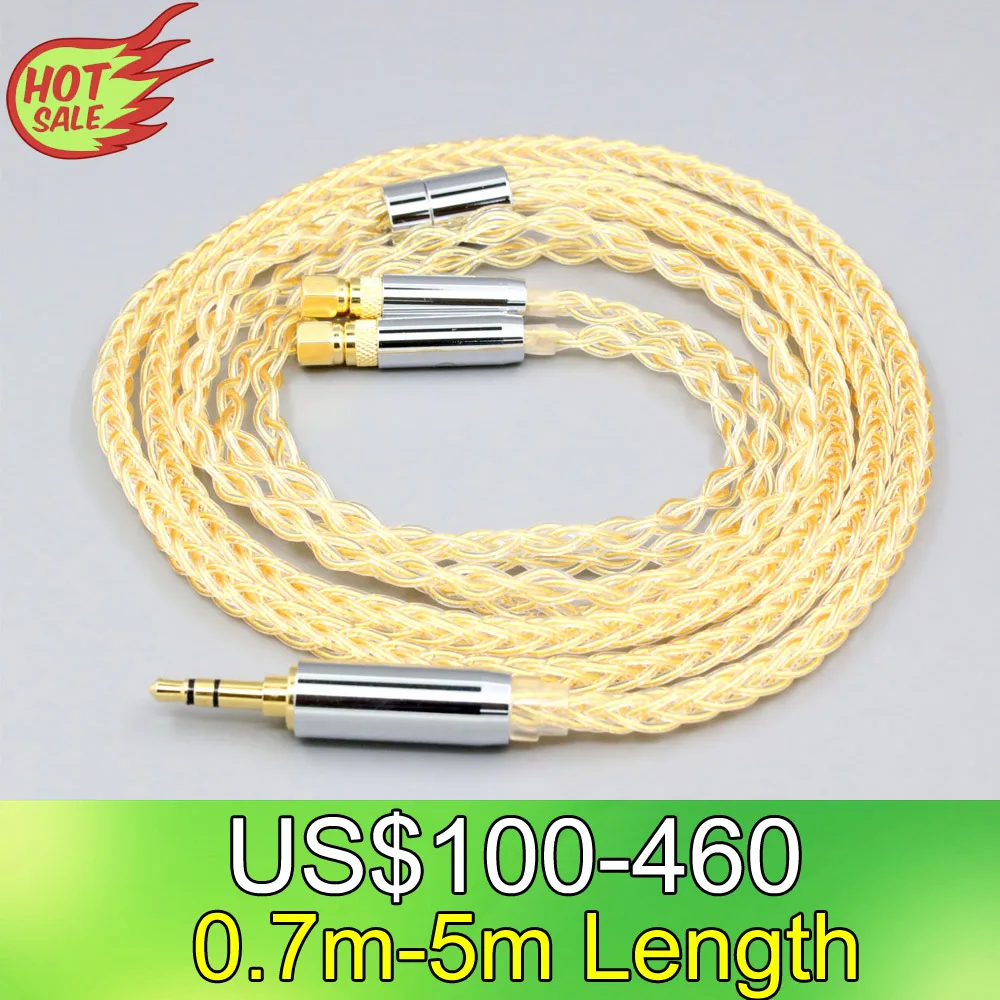 

LN008420 8 Core 99% 7n Pure Silver 24k Gold Plated Earphone Cable For HiFiMan HE400 HE5 HE6 HE300 HE4 HE500 HE6 Headphone