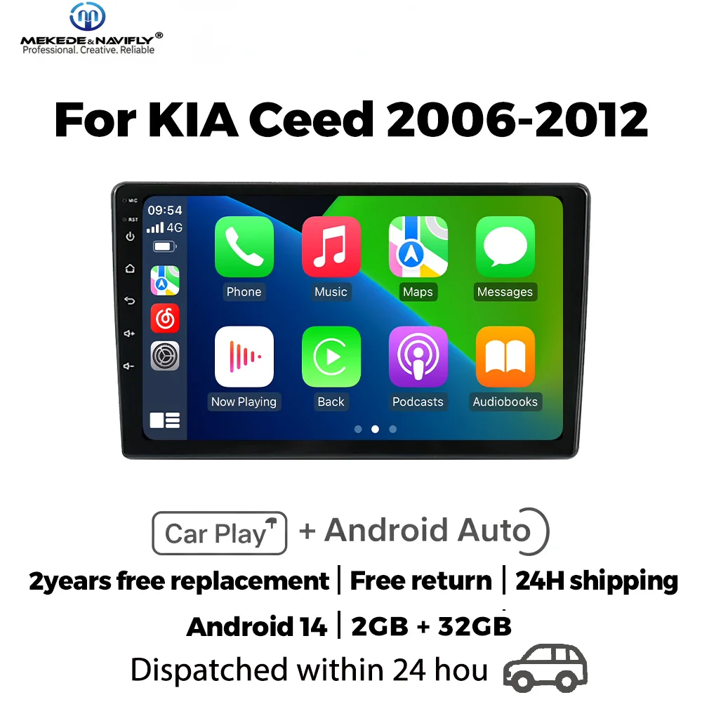 

Автомобильное радио MEKEDE Android 14 с IPS-экраном 2 Din для Kia Ceed ED 2006-2012, беспроводной Carplay, навигация, GPS, стерео, мультимедийный плеер