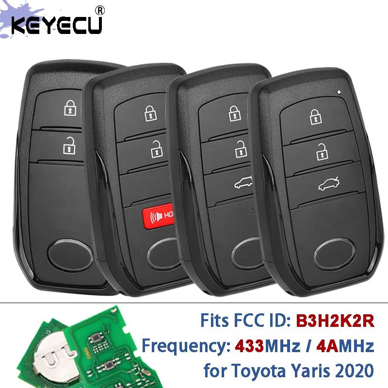 

KEYECU FCC ID: B3H2K2R 433.58/434.42 МГц 4A NCF29A1M HITAG AES Чип для Toyota Yaris 2020+ Умный бесключевой дистанционный ключ-брелок