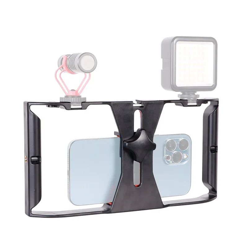

Handheld Stabilizer Revolving Mobile Phone Bracket Rabbit Cage Microphone Bracket Fill Light Live Broadcast Cellphone Holder