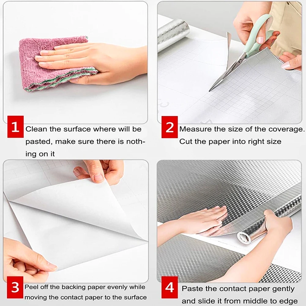 Self Adhesive Oil-proof Stickers Aluminum Wallpapers Heat and Water Resistant for Home Kitchen Stoves Cabinets Liner Decorations