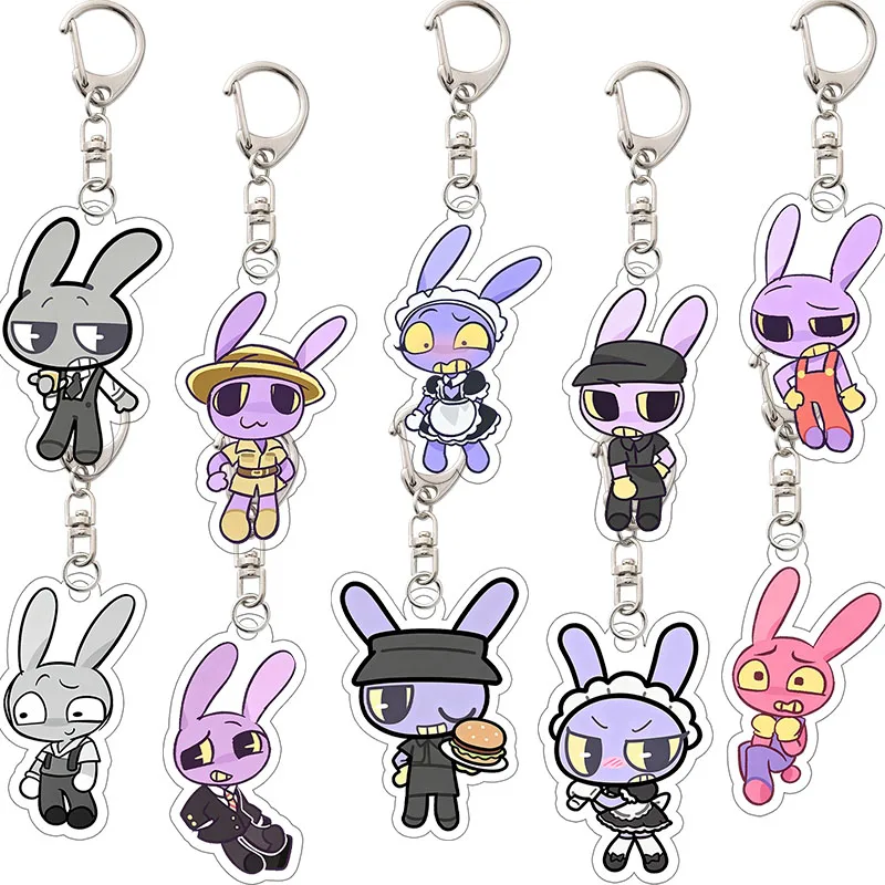 Magnifique série de porte-clés en acrylique Kawaii "Circus Jax Change Clothes", pendentif pour sac, accessoires de dessin animé et d'anime, décoration, cadeau d'anniversaire