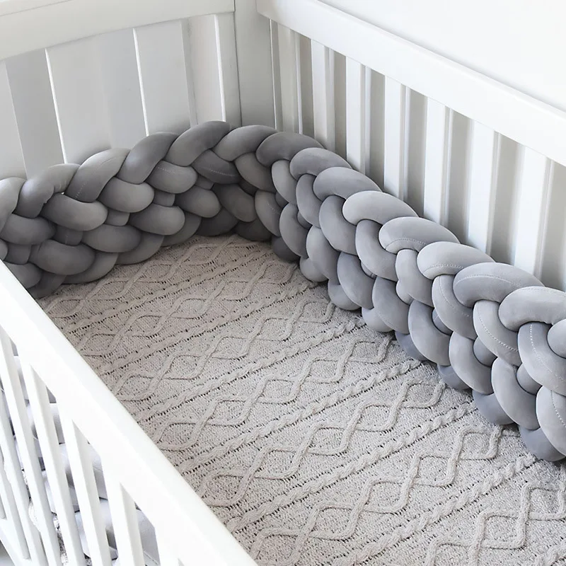 2M Baby Crib Bumper Cot Protector Infant Bedding Set for Babies Boys Girls Braid Knot Pillow Cushion Room Decor