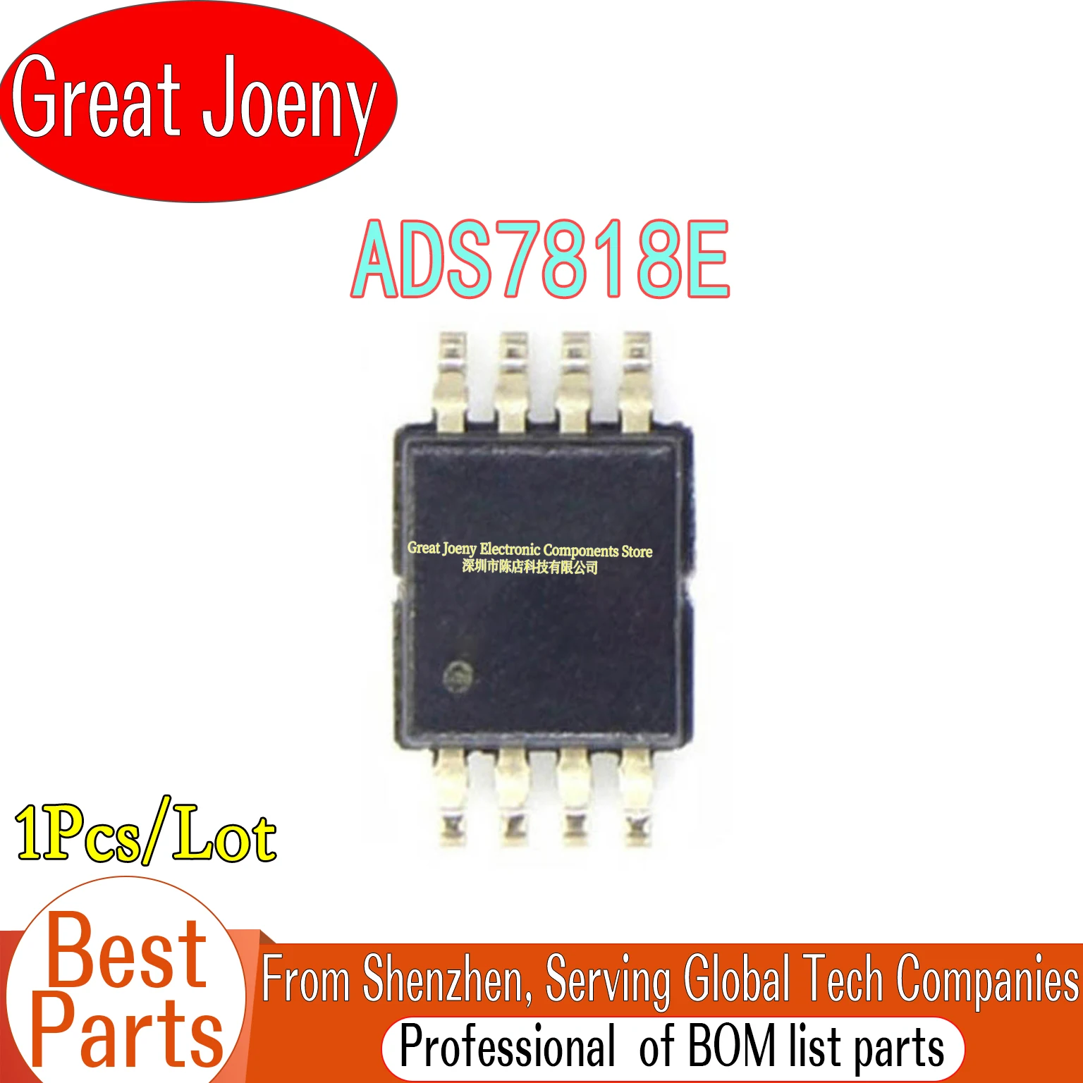 100% New Original ADS7818E A18 IC ADC 12BIT Chipset VSSOP-8