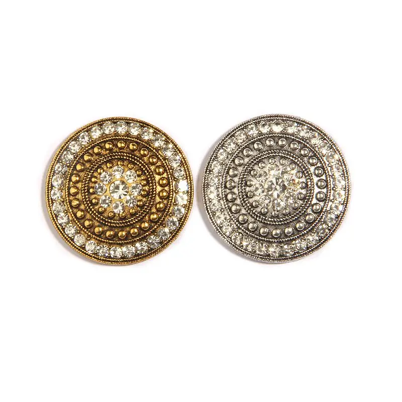 2Pcs 32mm Rounf Crystal Metal Rhinestone Buttons Embellishment With Flatback For Wedding Invitation Bag Cloth Bouquet