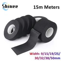 1/2/5/10Pcs 15 Meters Pet Automobile Cloth Fabric Wire Harness Binding Flannel Black Loom Automotive Fleece Adhesive Tape 9/19mm