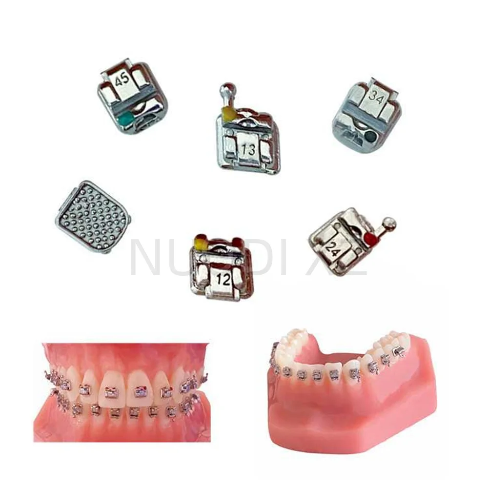 24Pcs/Set Orthodontic Dental MIM Metal Self-Ligating Bracket Roth/MBT 0.022 345Hooks Orthodontic Self Ligation Braces Brackets