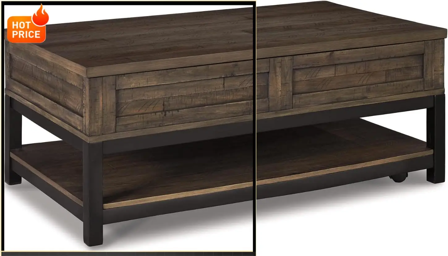 

Бестселлер: Журнальный столик Johurst Rustic прямоугольной формы с подъемной столешницей и фиксированной нижней полкой, коричневый