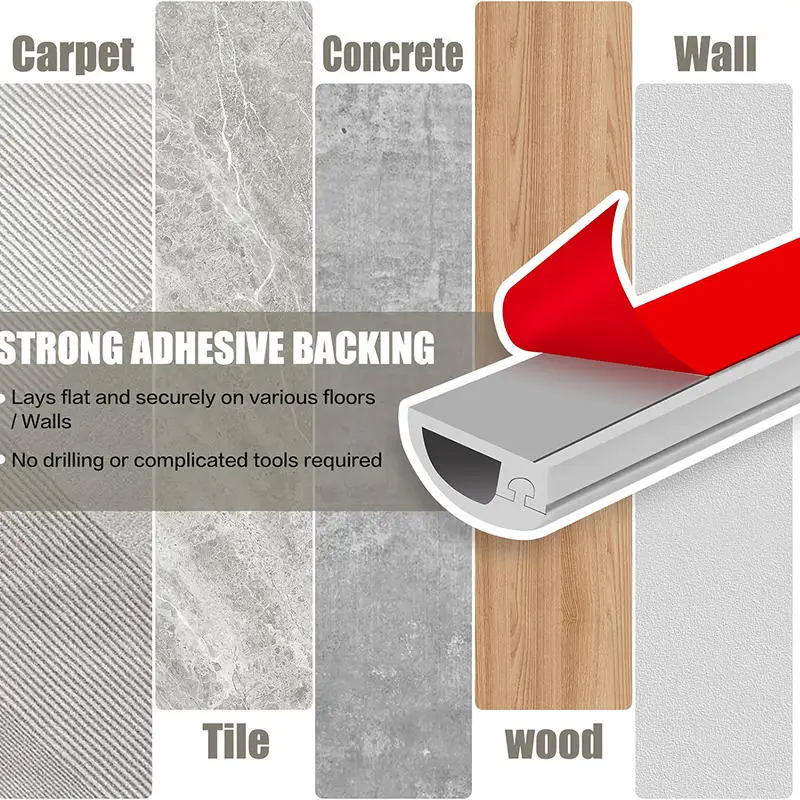 2M/3M Arc Anti-extrusion Floor Cord Cover Self-Adhesive Power Extension Wiring Duct Cable Protector Home Wire Organizer NEW