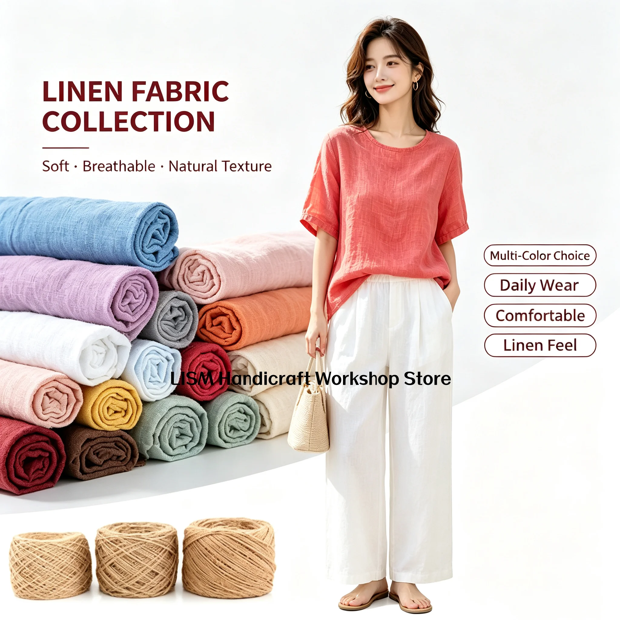 Textile And Sewing Supply - Natural Washed Linen Textile Multiple Colors
