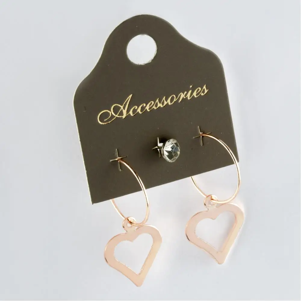 3'lü Heart Figured Earrings