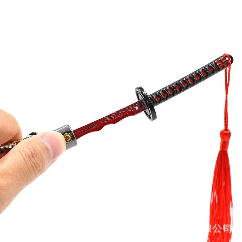 23cm Rivers of Blood Pop-up Katana Keychain Eldens Game Weapon Sword Pendant Model Desktop Ornament Decoration Crafts Gifts Toys