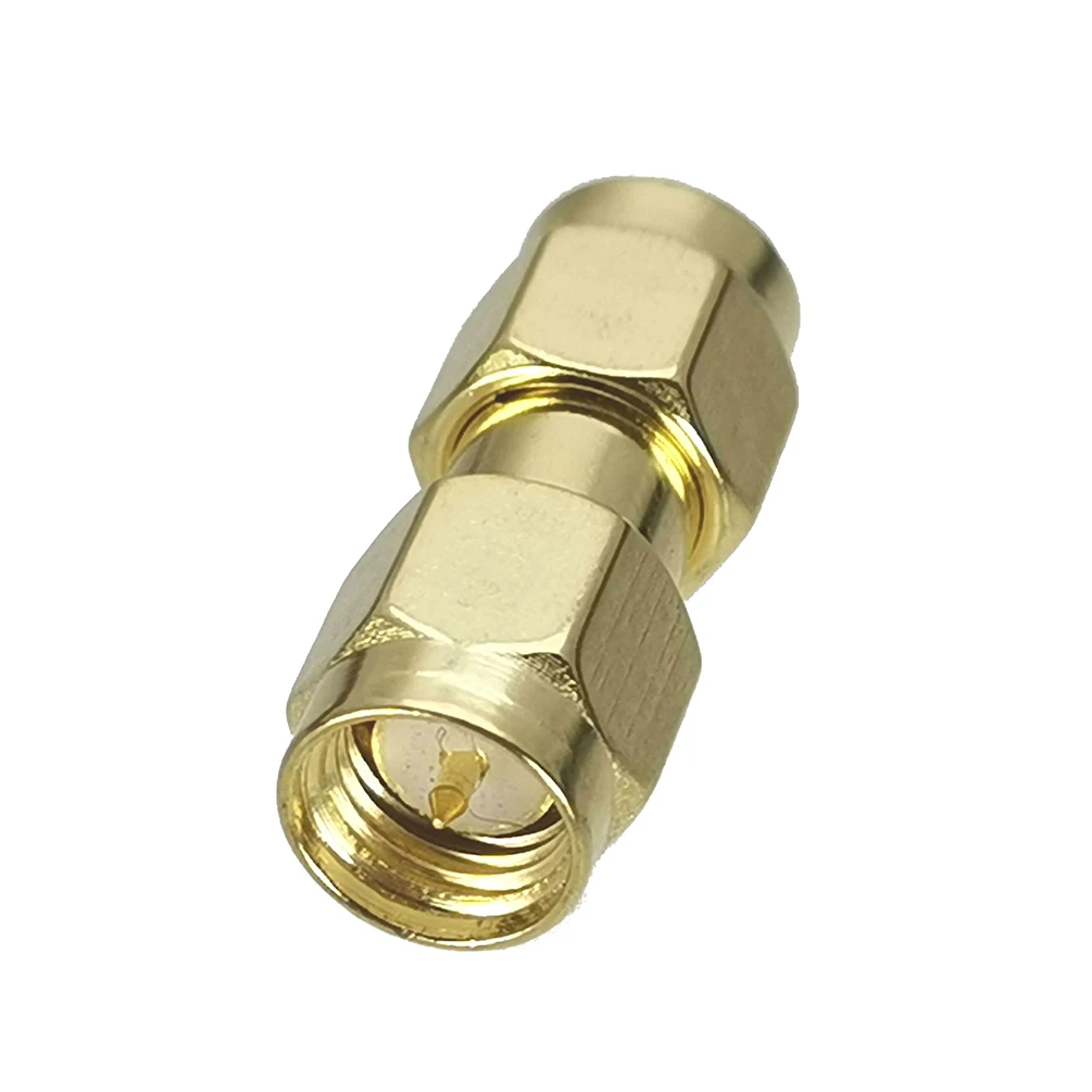 1PC SMA Male Plug to SMA Male Plug Adapter Gold Plated RF Coaxial Converter Connector Straight New Brass