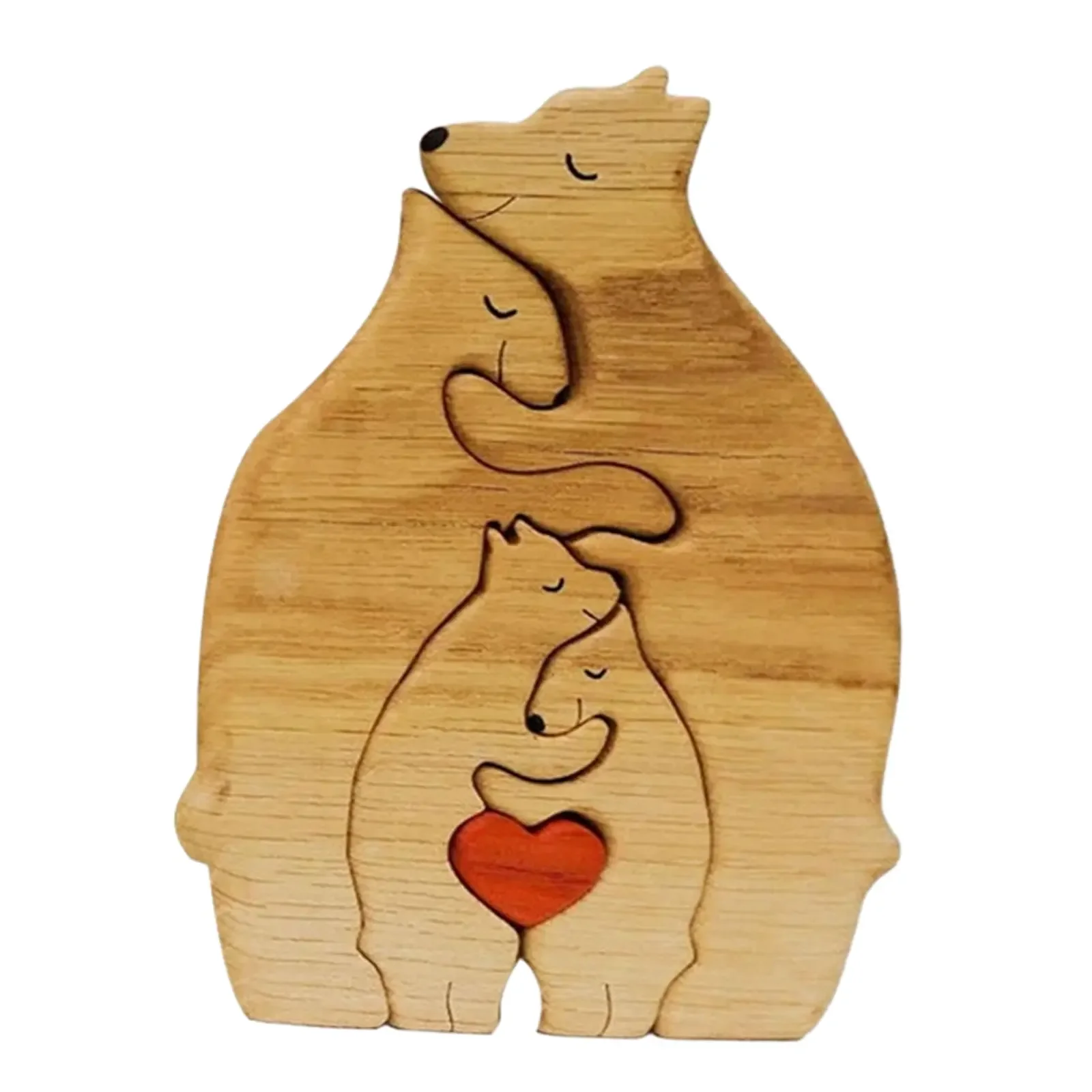 1PC Bear Family Theme Wooden Art Puzzle Wooden Sculpture Family Member of Bears Puzzle Home Desktop Decor Mothers Day Gift