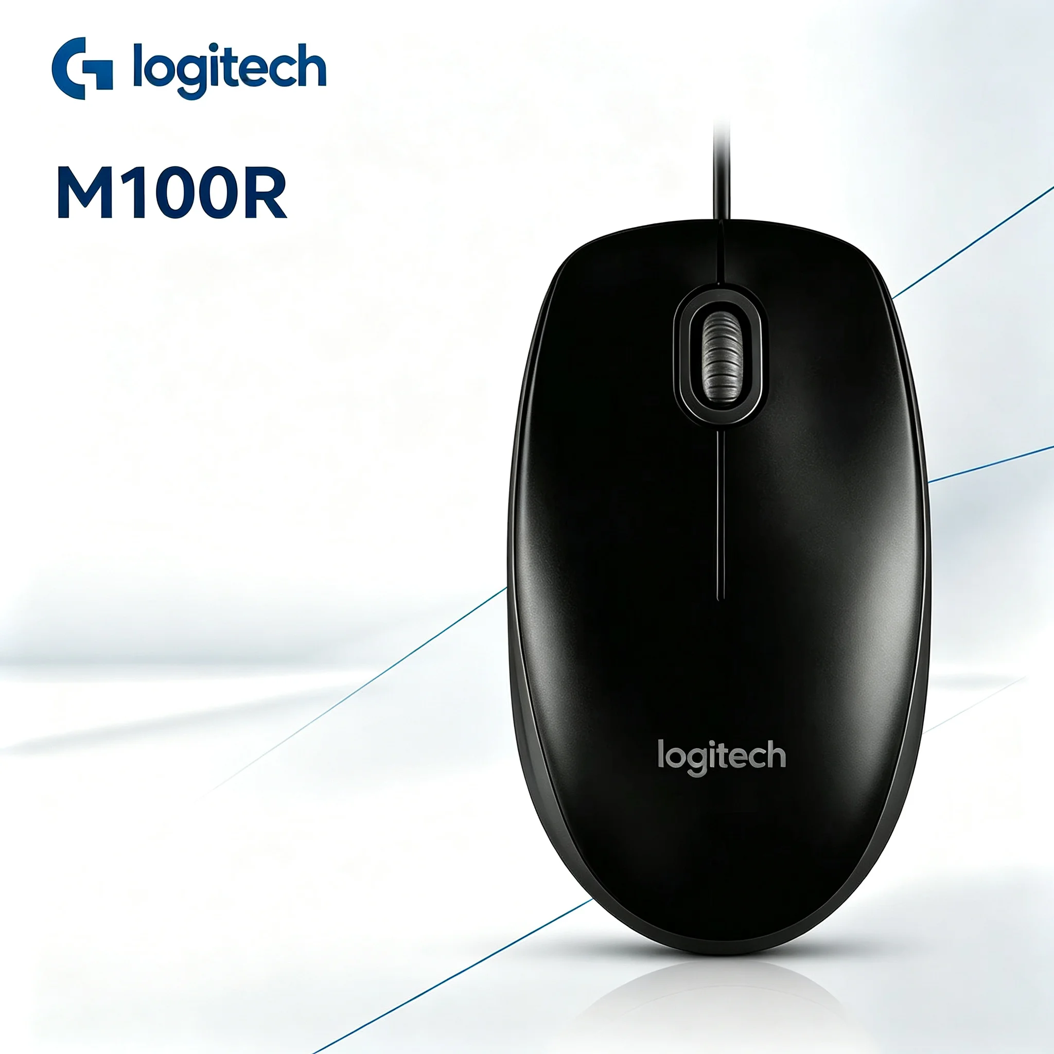Logitech M100R Wired Mouse USB Optical Computer Mouse for PC Laptop Office Home Use