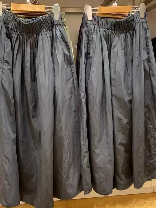 

Модная утягивающая плиссированная юбка, женская юбка-миди с высокой талией и эластичной резинкой на талии, универсальная весенняя новинка, повседневная однотонная юбка