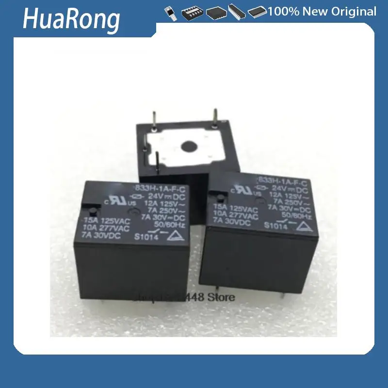 New Origin  2PCS-5PCS/LOT 833H-1A-F-C 24v dc  833H-1A-F-C-24VDC 833H-1A-F-C-24v  15A 125VAC 10A 277VAC 7A 30VDC  PIN-4