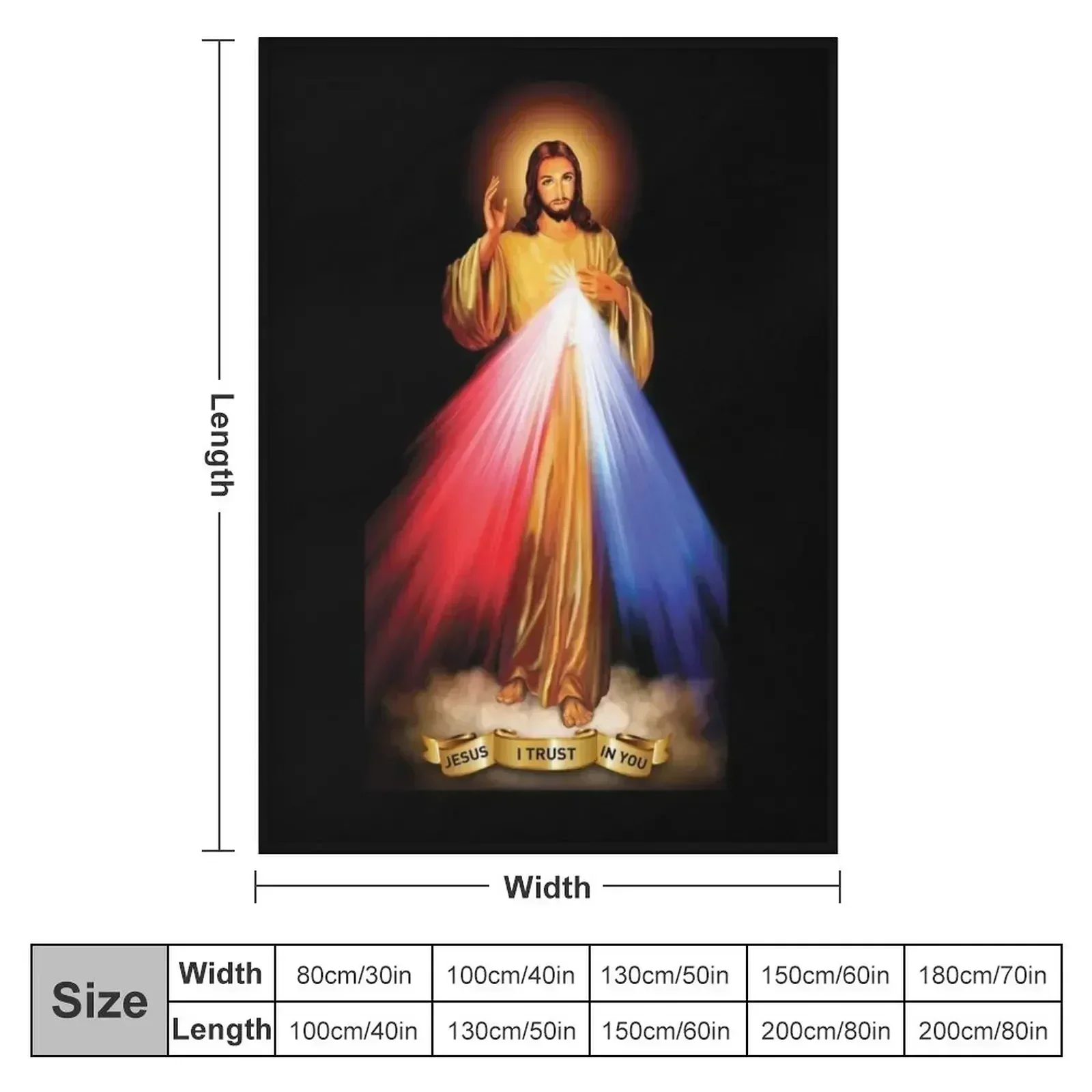 Jesus I trust in You, Saint Faustina, Divine Mercy Throw Blanket couch cozy soft plush fuzzy picnic outdoor blanket