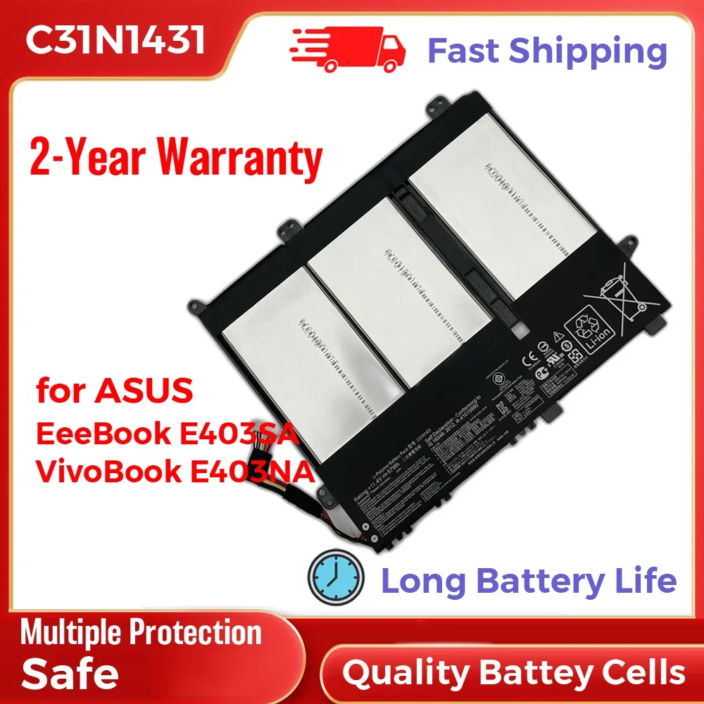 

Li-Polymer C31N1431 Battery Replacement for Asus EeeBook E403SA VivoBook E403NA Laptop Computers Long Battery Life 11.4V 57Wh