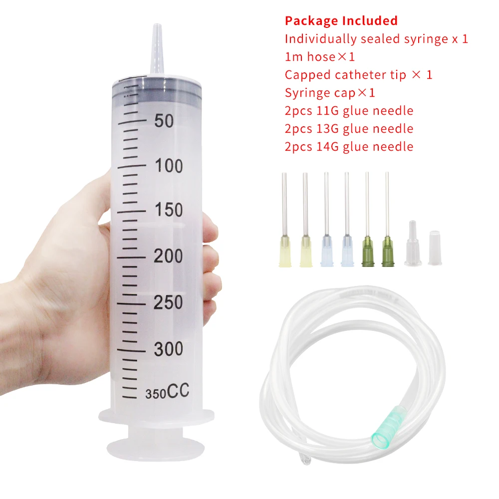 100–550 ml große Spritzen mit Tube für flüssige Kunststoffspritzen mit Spitzenkappe zum Abgabe von Kleber, Bewässerung, Nachfüllen, Füttern