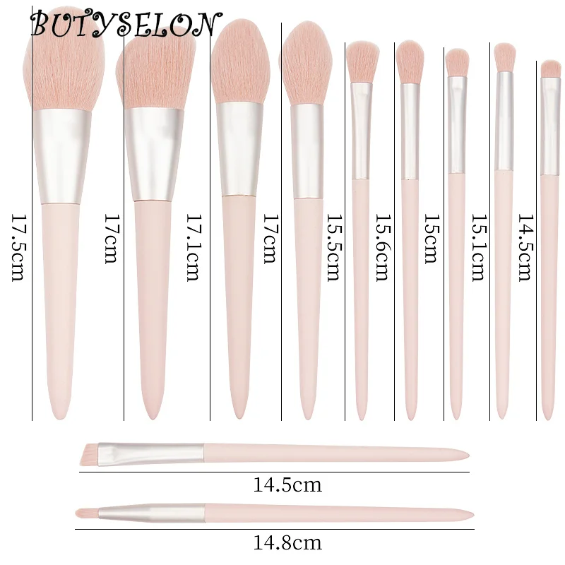 

11pcs Pink Makeup Brush Set Foundation Blush Concealer Powder Lipstick Eyeshadow Lash Brushes Korean Cosmetics Beauty Tools