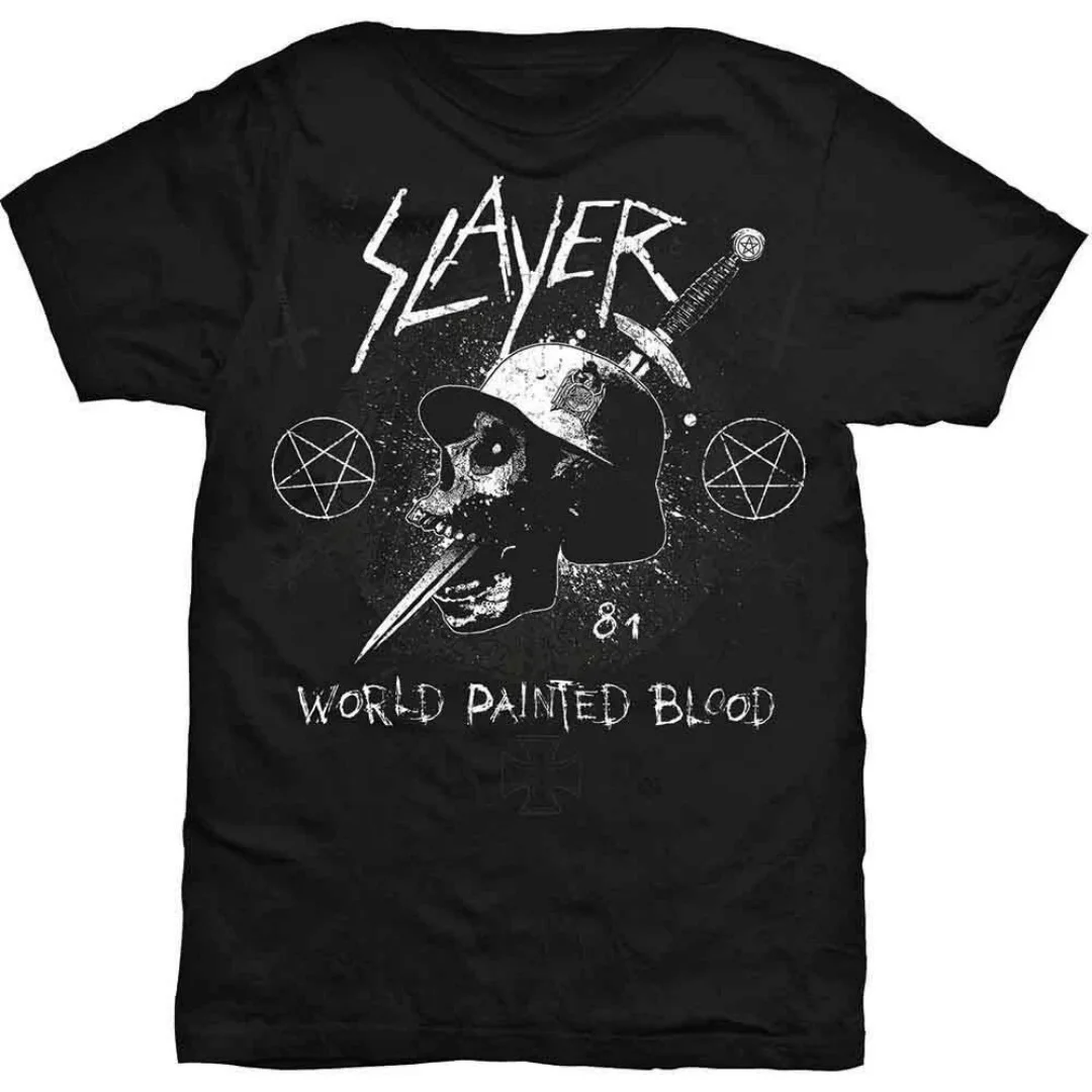 Camiseta Unisex con Estampado de Calavera y Daga Slayer - Camiseta de Algodón Estilo Casual Urbano - Ideal para Entusiastas del Metal