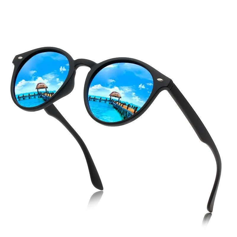 2025 Neue runde Retro-Intarsien-Reisnagel-dekorative polarisierte Brille für Outdoor-Reisen, Fahren, Sonnenschutz und Sonnenschutzbrille