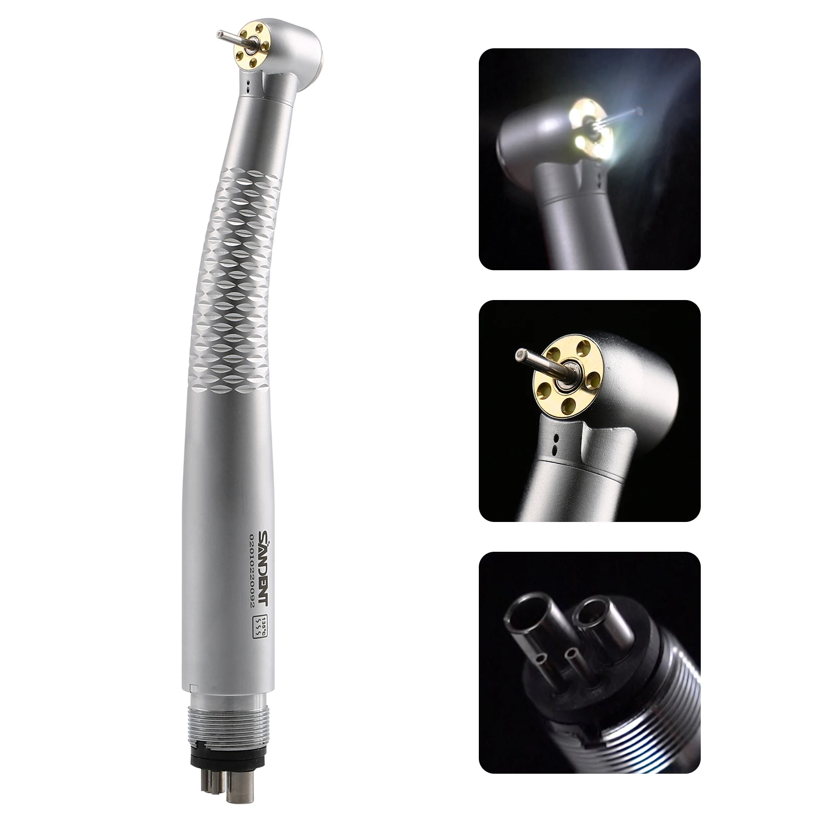 SANDENT Dental E-generator LED High Speed Handpiece 5*Bulb Shadowless Ring Push Botton 4 Holes