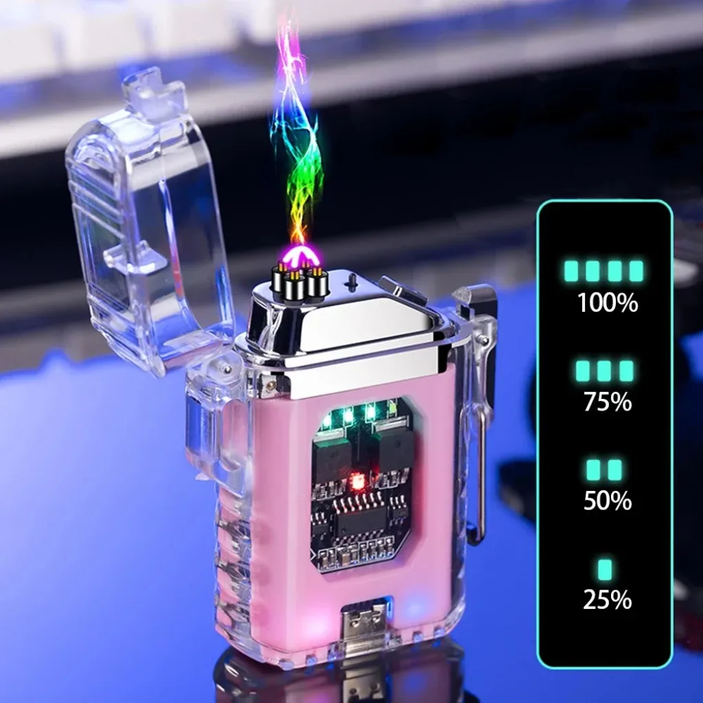 

Стильная перезаряжаемая электрическая зажигалка типа C, крутая ветрозащитная плазменная зажигалка с двумя дужками для мужчин, гаджеты для кемпинга на открытом воздухе, огонь