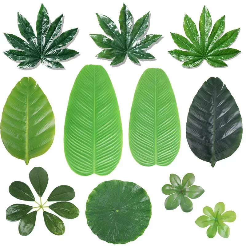 5pcs/pack Artificial Bayberry Leaves Plastic Green Plants DIY Wedding Decorative Simulation Lotus Leaf Plant Party Decoration