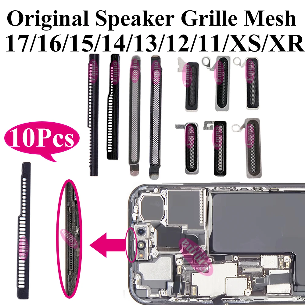 10pcs Original Ear Speaker Dust Mesh Grill Sticker for iPhone 17/16/15/14/13/12/11/XS/XR/15 Pro Max Earpiece Replacement Net